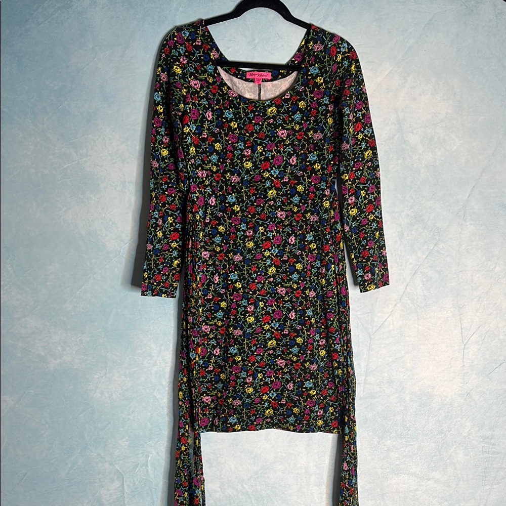 Vintage Betsey Johnson Bodycon Dress with Silk Sash – Size Medium